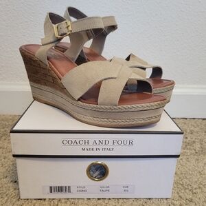 Coach and Four Taupe Wedge Sandals